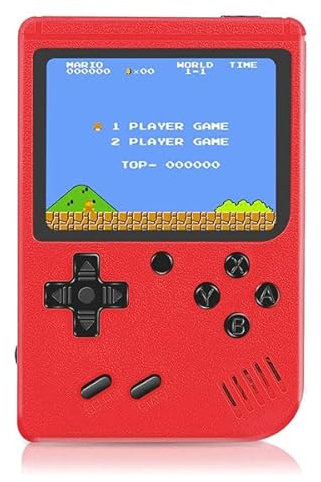 Consola retro portátil con 400 juegos, pantalla LCD, rojo