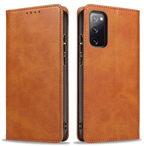 LBH Handyhülle Smartphone-Hülle für Samsung Galaxy S20 FE Klapphülle Magnetverschluss Kartenfächer Geldfach Standfunktion Case Etui Rundumschutz Schutzhülle Hellbraun