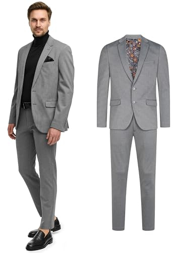 JEFF Herren JFEzra Anzug Set 2-teilig Anzugjackett und Hose Herrenanzug | Klassischer 2-teiliger Anzug mit Stretch in Regular Fit, Herrensakko, Anzughose, Businessanzug, Hochzeitsanzug für Männer