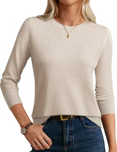 GRACE KARIN Women Cashmere Sweaters Lightweight Merino Wool Sweater Cozy Warm Fitted Pullover Fall Fashion 2026 Almond S