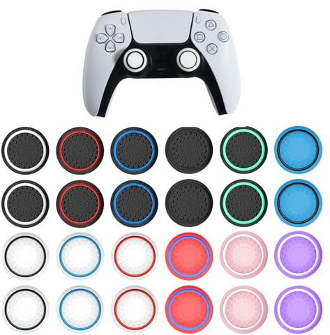 Joystick Kappen für PS5 PS4 Xbox Controller, 24 Stück Silikon Thumbstick Grips Caps, Joystick Schutz Aufsätze, bessere Präzision und Komfort, für PS4 PS5 Controller Zubehör Xbox One Series X/S (Mehrer