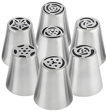 Set di 7 beccucci per schizzi con fiori grandi, in acciaio inox, per sac à poche fai da te