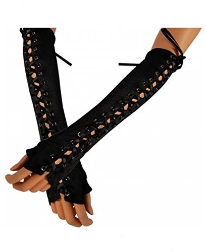 Black Out Satin Armstulpen mit Schnürung schwarz
