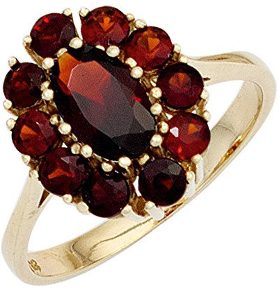 Ring Damenring 11 Granate rot weinrot 375 Gold Gelbgold Fingerring Granatring, Ringgröße:Innenumfang 62mm ~ Ø19.7mm
