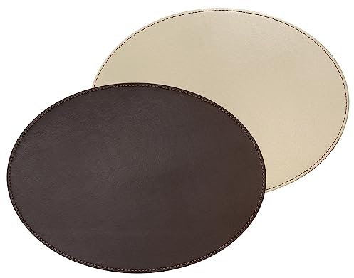 FreeForm Duo PLatzset Oval | Schokobraun/Cremefarben | 45 x 34 cm | Beidseitig nutzbares Platzdeckchen Abwaschbar | Bis 90° Celsius hitzebeständig | Tischset Kunstleder | Tischunterlage Esstisch