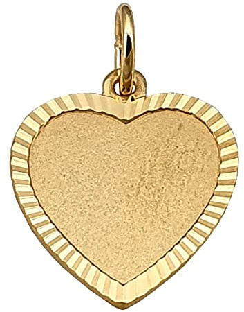 Anhänger Herz echt 333 Gold inklusive Gravur mattiert Gelbgold Gravurplatte
