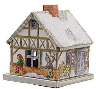 KNOX Räucherhaus aus Metall - Fachwerkhaus im Winter - für Räucherkerzen der Größe M