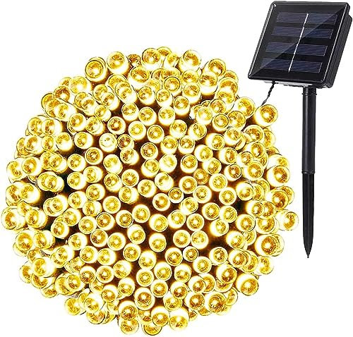 BrizLabs Solar Lichterkette Aussen, 22M 200 LED Solarlichterkette Weihnachten Wasserdicht Außenlichterkette 8 Modi Solar Beleuchtung Deko für Garten, Terrasse, Yard, Haus, Hochzeit, Warmweiß