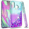 LeYi Hülle für Galaxy A40 Glitzer Handyhülle mit Panzerfolie Schutzfolie,Schimmernd Rhinestone Flüssige Cover Bumper Schutzhülle für Samsung Galaxy A40 Case Handy Hüllen Gradient Turquoise Purple