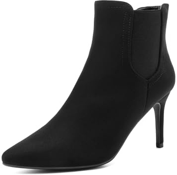DREAM PAIRS Women's Pointed Toe Stiletto High Heel Ankle Booties,Size 7.5,Black/Suede,KIZZY-1