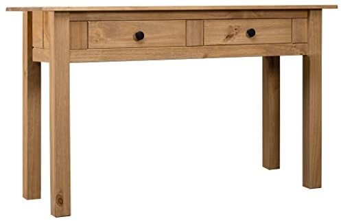 vidaXL Massivholz Panama-Kiefer Konsolentisch mit 2 Schubladen Konsole Beistelltisch Sideboard Flurtisch Schreibtisch Frisiertisch 110x40x72cm