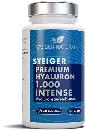 Hyaluron Intense 1.000 mg Hyaluronsäure Kapseln - 60 Tabletten für 1 Monat - für Haut, Anti-Aging und Gelenke