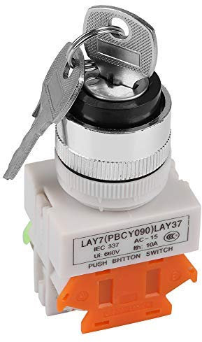 Interruttore Chiave 220V Interruttore Rotativo Chiave On Off 2 Posizioni con Montaggio 22mm LAY37-11Y/21 Selettore Rotazione Interruttore Chiave 10A