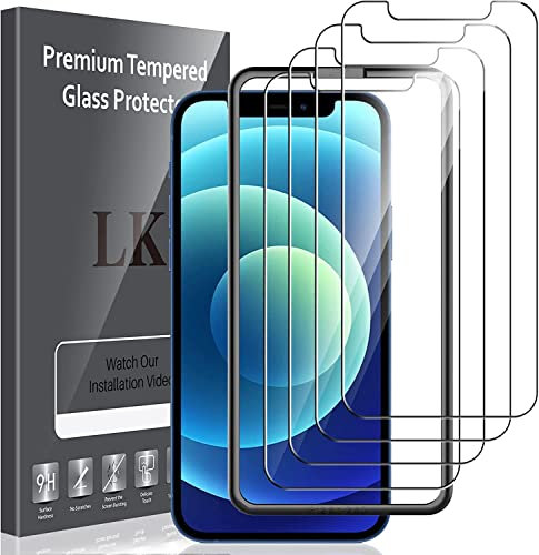 LK [ 4 Stück Schutzfolie Kompatibel mit iPhone 12 /iPhone 12 Pro Folie, 9H Härte Panzerfolie, HD Klar Displayschutzfolie, Kratzen, Blasenfrei, Anti-Kratz Folie,Einfacher Montage Displayschutz