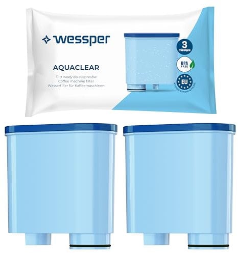 Wessper Cartouche Filtrante Aquaclean Compatible avec Philips et Saeco Machine à café, Filtre à Eau avec Charbon Actif - 2 pièces, Bleu