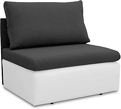 Bonni TOLEDO Lehnsessel, Sessel mit Schlaffunktion, Schlafsofa, Klappsofa, Schlafcouch, Bettsofa, vom Hersteller, Couch, Couchgarnitur, Sofagarnitur, Ideal für kleine Wohnungen (Graphit/Weiß)
