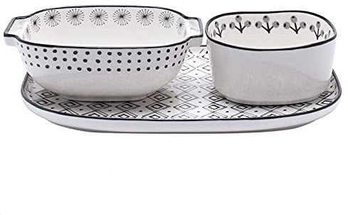 Bandeja Horno PANTENERA DE PANTALLA DE PORCELANIA, CERÁMICO AJUSTE, FLEJA DE HORNA DE COCINA RECTANGULAR PARA COCINAR, CENTENCIA, Cena de pastel, Banquete y uso diario, 3 piezas Fuente para Lasaña