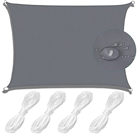 MEEYI Wasserdicht sonnensegel 5x7m Wetterschutz wasserabweisend UV-Schutz, für Outdoor Garten, Balkon, Terrasse, Camping, Pool Schwarz Grau