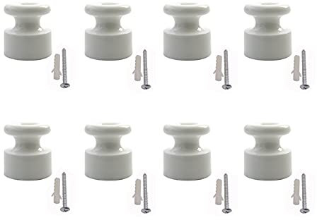 8 Unides Aisladore de Porcelana para Cable textil para Instalación Eléctrica Vintage,Diámetro:20 mm