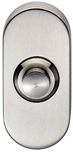Decorative Door Bell Cover - Satin Stainless Steel - 64 x 30mm Oval Push Button | Metal Door Bell Cap - External Bell Push Buzzer Cover - Cover Plate Only Door Bell Not Included