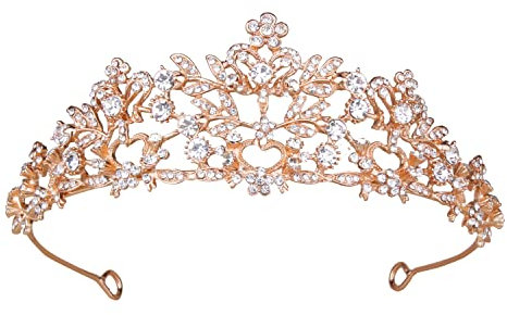 Wedding Crown, Vofler Rose Gold Tiara for Bride - Crystal Rhinestone Headband for Princess Bridal Women Queen Ladies Flower Girls Birthday Quinceanera Pageant Prom Homecoming Halloween Costume Party