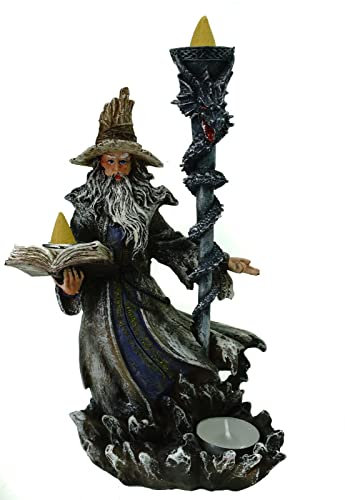 Vogler Zauberer Merlin mit Räucherkegel und Teelicht 23 cm Figur Magier