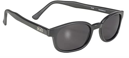 KD's 21120 – Sonnenbrille schwarz matt Sport und Biker – Herren & Damen – passt unter Helm Motorrad Fahrrad Ski – Rauchgläser UV400, Schwarz , L