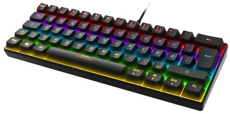 DELTACO GAMING DK430 – Mechanische Gaming Tastatur (RGB Beleuchtung, 60%, Red Switches, Deutsches Layout QWERTZ) – Schwarz