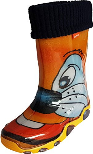 Demar Stivali di gomma per bambini e bambine, caldi, foderati in pile, unisex, Kitty, 22/23 EU
