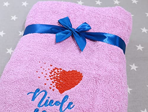 ★ Handtuch mit Namen und Motiv Bestickt ★ Duchtuch ★ Geschenk ★ Badetuch ★ 500 g/m2 ★ (70 x 140 cm, Lila)