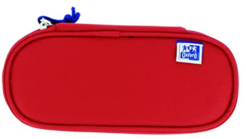 Oxford, Estuche Escolar Cofre, Goma Elástica, Color Rojo