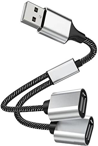 iJiGui Splitter USB 2.0 A Maschio a Dual Femmina, Cavo OTG Prolunga 1 Maschio a 2 Femmina, per PC/Laptop/Dischi Rigidi Esterni
