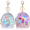 Lot de 2 mini porte-monnaie licorne holographique - Porte-monnaie zippé - Mignon porte-monnaie avec anneau porte-clés - Étui pour cartes - Poche avant - Portefeuille pour femmes et filles, Comme sur