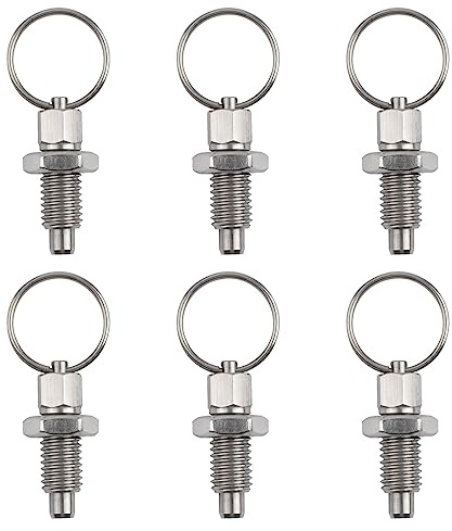 INCREWAY 6 Piezas de Émbolo de Resorte Con Anillo de Tracción, Pasador de Liberación Rápida M10 Con Leva de Caída, Acero Inoxidable, Tipo Sin Bloqueo, Retráctil a Mano