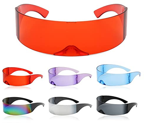 Tianher Futuristische Brille, 6 Pcs Space Brille Futuristische Sonnenbrille Fun Glasses für Rollenspiel