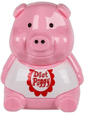 Close Up | Diätschwein für Kühlschrank mit Soundfunktion und Lichtsensor | Diet Piggy in rosa/weiß | batterienbetrieben, ca 10 cm hoch