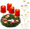 FHzytg 3 in 1 Adventskranz Metall Kerzenhalter Stumpenkerze, Kerzenhalter Stumpenkerzen Kerzenständer Kerzenteller für Adventskranz Stabkerzen, Stumpenkerzen und Teelichter Deko (Gold)