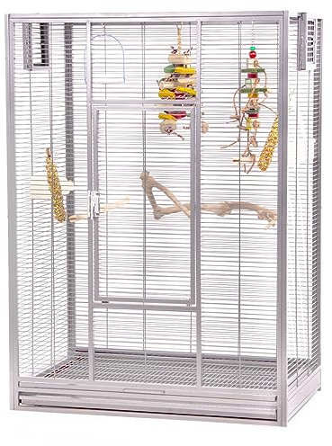 Montana Cages | Premium Vogelvoliere New Melbourne I Vogelkäfig für Sittiche, kleine Papageien, AVILON Pulverbeschichtet, Platinum Edition, ca. 80 x 50 x 110 cm