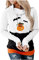 Hoodie Ado Doux Polyester Sweat à Capuche Blocs De Couleurs Tunique Scolaire Long Sleev Chemisier Femme Confortable Col Rond Halloween Patchwork Horeur Blanc