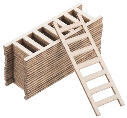 PATIKIL 2.4 Miniature Wooden Ladder, 20 Pack Mini Wood Dollhouse Straight Ladders DIY Craft Accessories, Natural Color