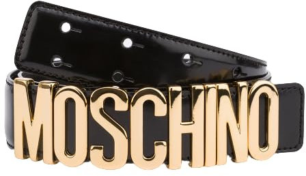MOSCHINO Couture Gürtel schwarz Farbe Logo Gold groß Größe 48, Schwarz , 42