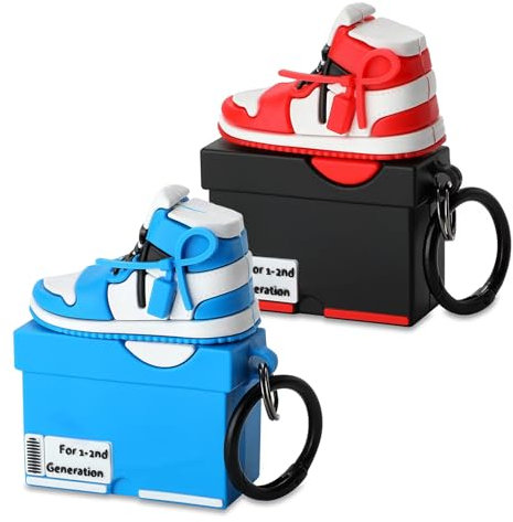 [2Pack] Gedicht for Airpods 2nd Generation Cases, Cute AirPods 1st Generation Cartoon Character Case,Unique Design Funny Fun Kawaii 3D Cartoon Characters Silicone AirPods 1&2 Case,Shoes Cases