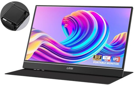 G-STORY Monitor portátil de 14 FHD 1080P con Cable retráctil, extensión de Pantalla de Ordenador portátil con Caja de Cable para Ordenador portátil, PC, teléfono, Mac, Viajes