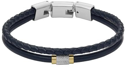 Fossil Herrenarmband All Stacked Up mehrreihig Leder dunkelblau, JF04703998