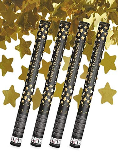 Max. Größe (80 cm) Partykanone Partypopper Streamer ®Auto-schmuck (4 Stück, golden Sterne)