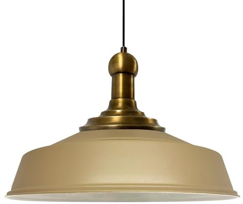 bamyum Asletl Long-Knob Hängelampe Industrial Vintage Ø41 cm, Küchenlampe Hängend Vintage, Pendelleuchte Esstisch Vintage, Hängelampe Esstisch, Wohnzimmerlampe Pendelleuchte Beige Metall Küchenlampe