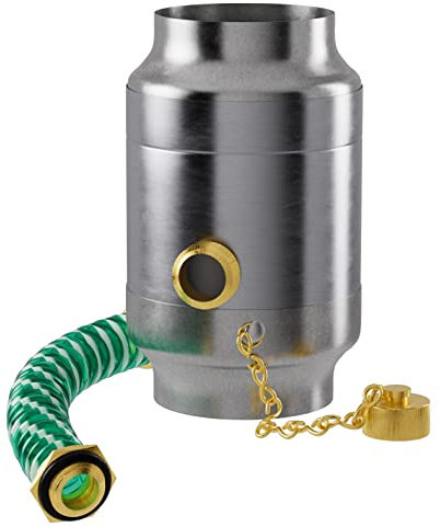 Baumeister.tech Regenwassersammler Titanzink 80mm Wassersammler für Fallrohre DN 80 inkl. Schlauchanschluss-Set und Verschlusskappe - Regensammler für Regentonnen mit Schlauch