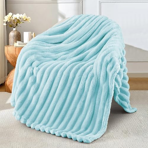 Exclusivo Mezcla Kuscheldecke Flauschig Fleecedecke Flanell Decke, Leichte und Warme Sofadecke Couchdecke für Ganzjahreszeit, 130 x 150 cm Hellblau