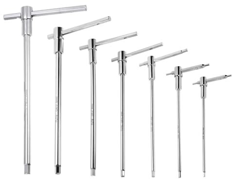 sourcing map 7pcs Sliding T-Handle Hex Key Wrench Set 2.5mm-10mm Metric 3-Way Free Sliding Handle Sleeves for Home Repair