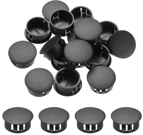 QUARKZMAN 32Pcs 22mm Noir Bouchon de Trou en Plastique, Bouchons de Trou de Panneau de Type Encastré Embouts d'Insertion pour Tubes de Trou de Verrouillage Armoire de Meubles